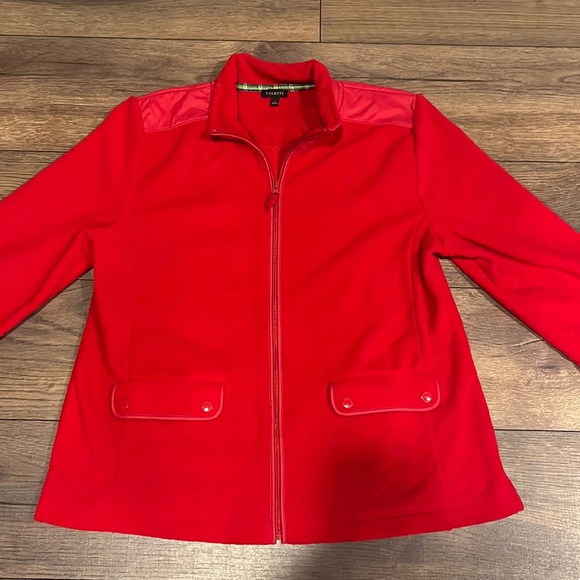 Talbots red quilted fleece full zip size large - Picture 1 of 6